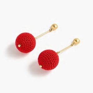 J CREW Red Crochet Bead Drop Earrings